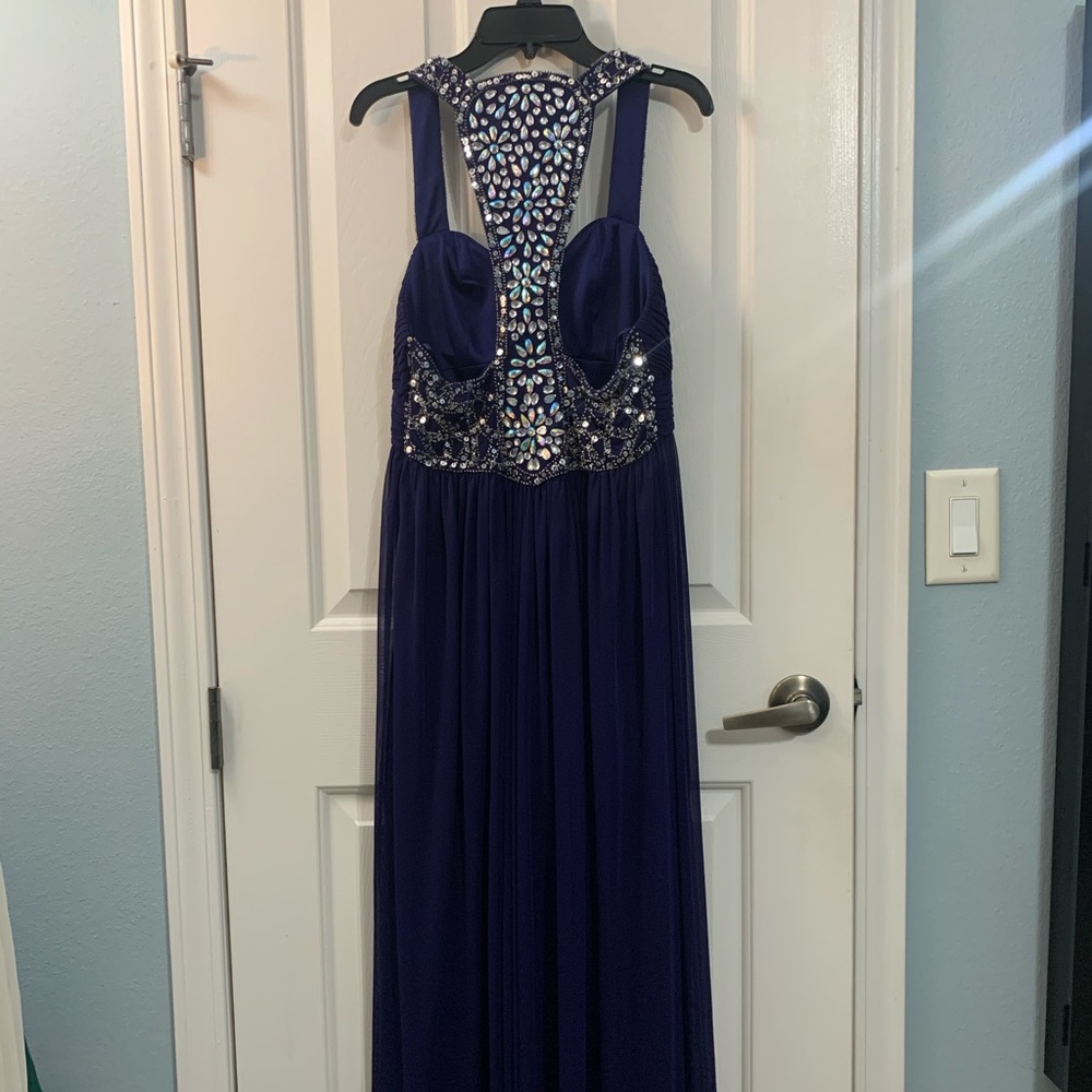 Purple prom/evening gown with beaded back